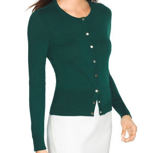 White House Black Market Emerald Green Cardigan XS
